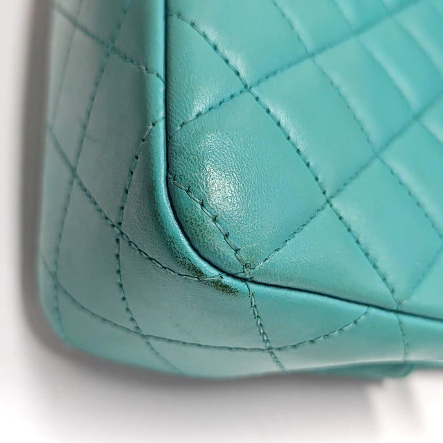 Chanel Classic Flap Mini Turquoise Blue Lambskin Leather Gold Hardware 2014