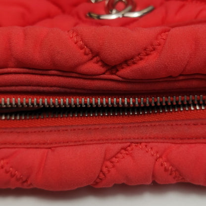 Chanel Nylon Bubble Striped Quilt Accordion Flap Bag Red