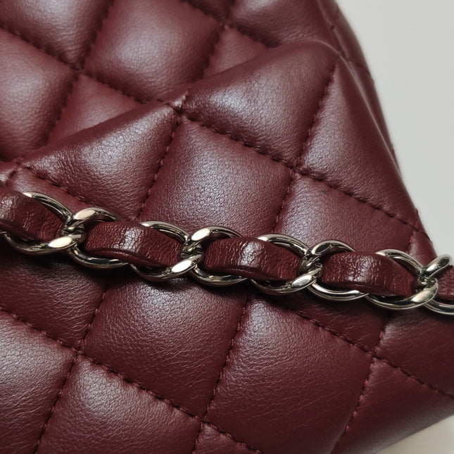 Chanel Classic Flap Rectangular Mini Burgundy Lambskin Silver HW, 2019