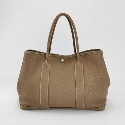 Hermes Garden Party 36 Etoupe Grey Calfskin Leather Handbag 2012