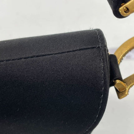 Dior Saddle Mini Silk Black with Crystal Embedded Buckles