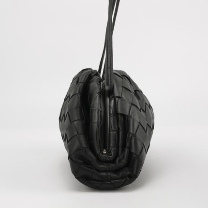 Bottega Veneta Pouch Mini Intrecciato Black Lambskin Leather Crossbody Bag