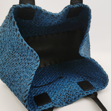 Bottega Veneta Cabat Tote Intreccio Leather Navy and Black 42cm