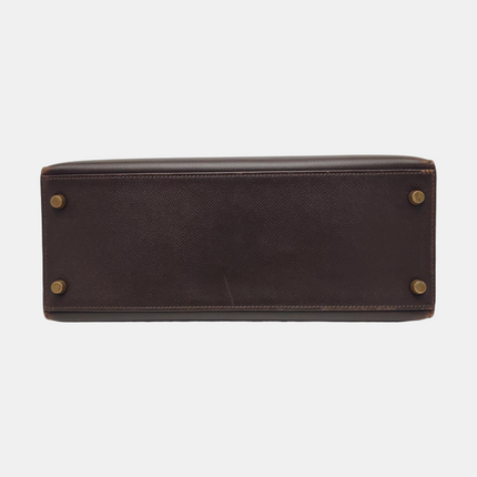 Hermès Kelly 28 Vintage Sellier Dark Brown Epsom Leather Gold Hardware 1990