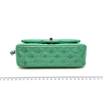 Chanel Classic Flap Rectangular Mini Green Patent Leather Silver HW