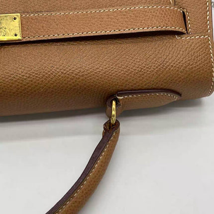 Hermes Kelly 32 Sellier Vintage Gold Epsom Leather Gold Hardware With Strap 1990