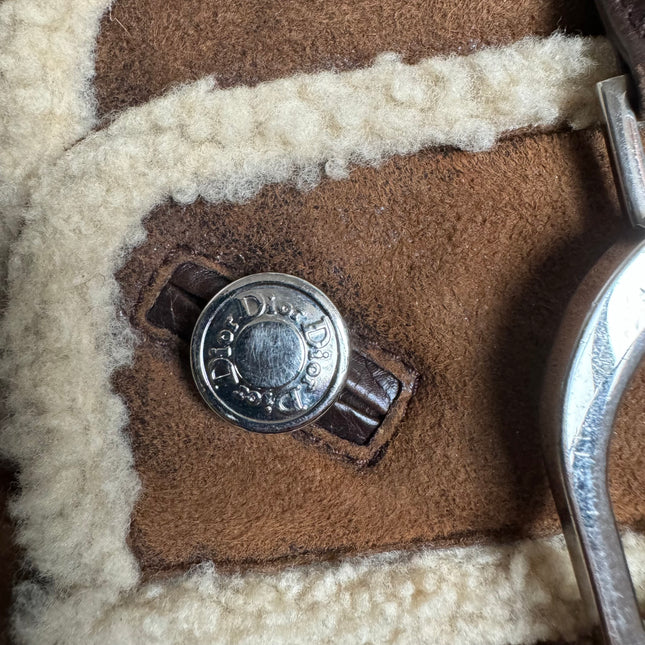 Dior Flight Medium Shoulder Bag Tan Brown Shearling
