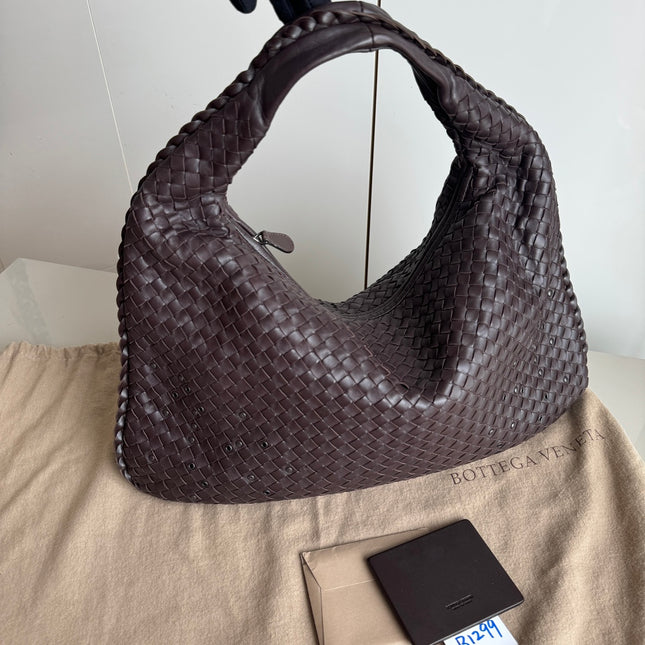Sold Bottega Veneta Hobo Bag Large Dark Chocolate Brown Lambskin with Studs 47cm