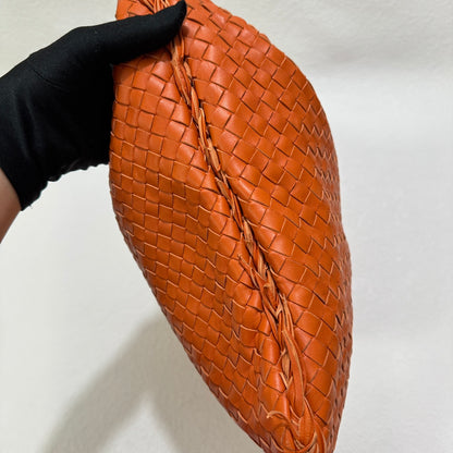 Bottega Veneta Veneta Hobo Medium Orange with Fringe Edges Intrecciato Leather Bag 47cm