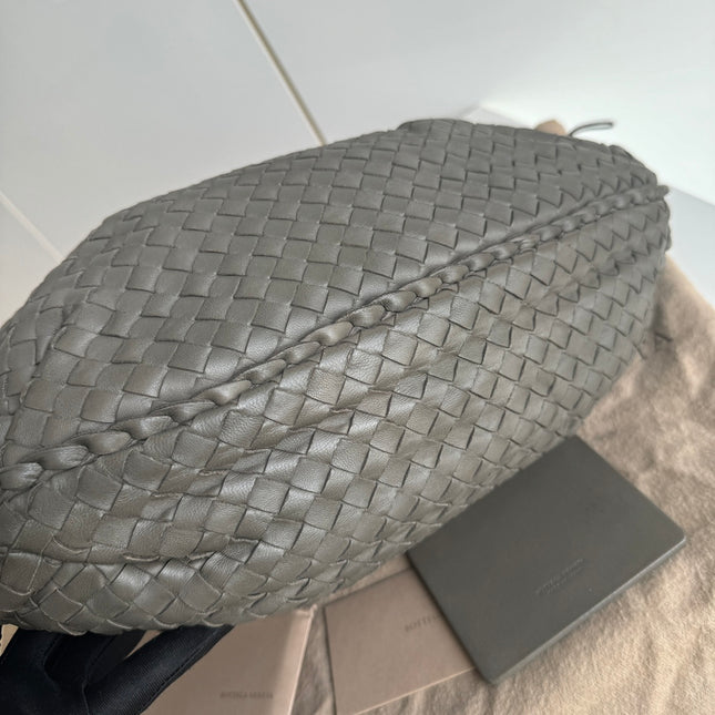 Sold Bottega Veneta Belly Hobo Intrecciato Grey Leather Medium 40cm