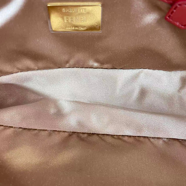 Fendi Baguette Medium Red Glitter Sequins Shoulder Bag