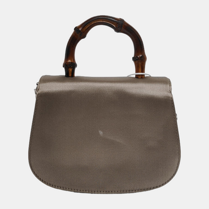 Gucci Bamboo 1947 Night Super Mini Beige Silk Evening Bag with Chain