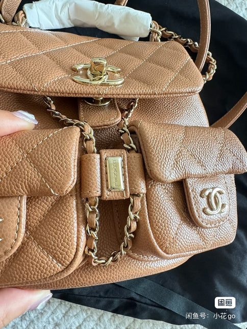 Sold Chanel 23P Small Duma Backpack Caramel Tan Caviar Leather