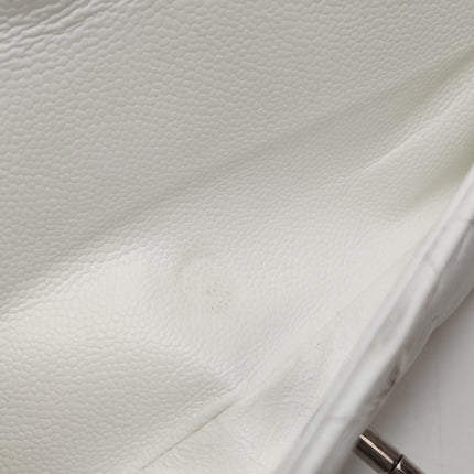 Chanel Classic Flap Medium 2008 White Caviar Leather Silver Hardware