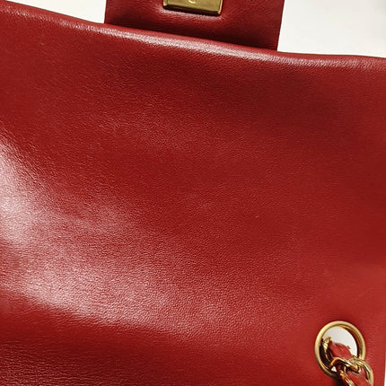 Chanel Classic Flap Mini Square Red Lambskin Leather Gold Hardware