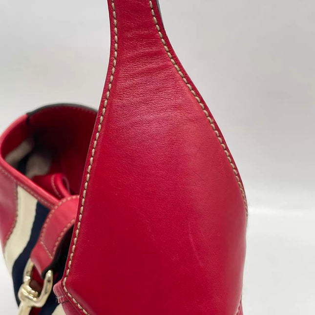 Gucci Jackie Vintage Bouvier Hobo Red Leather with Web Accent
