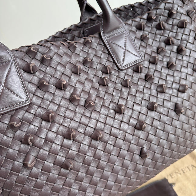 Sold Bottega Veneta Cabat Medium Intreccio Leather Tote Bag Dark Chocolate Brown