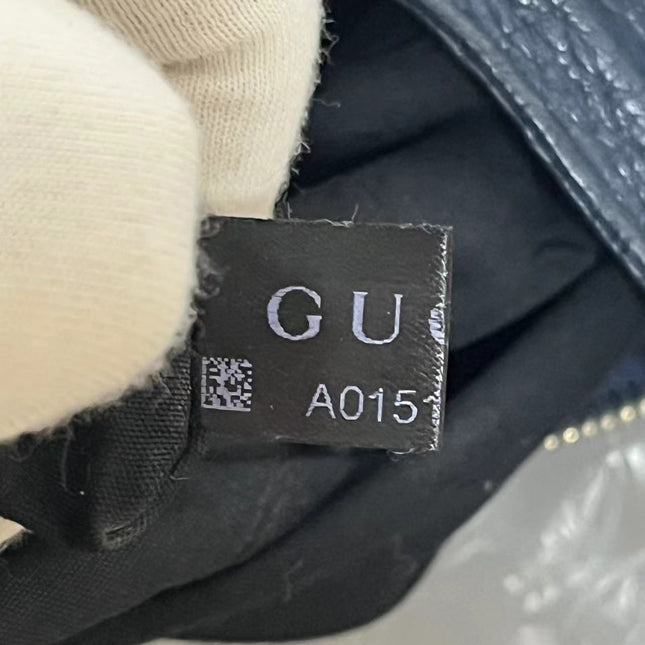 Gucci Jackie Soft Large Navy Leather Shoulder Bag With Strap