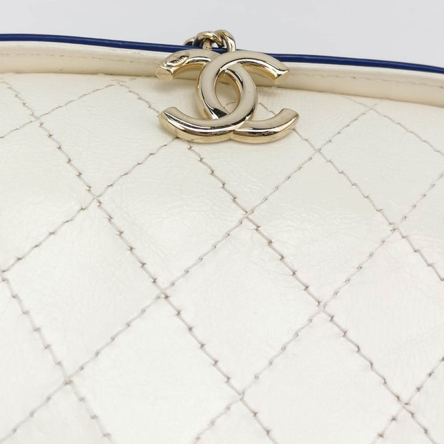 Sold Chanel White and Blue Small Crumpled Calfskin Vanity Case Crossbody Bag