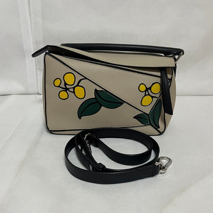 Loewe Puzzle Small Beige Herbarium Holiday Collection Calfskin Leather Crossbody Bag