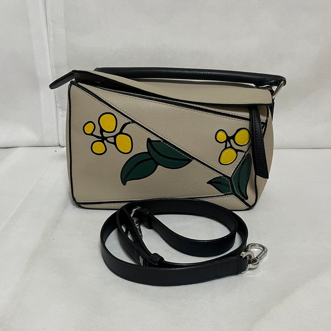 Loewe Puzzle Small Beige Herbarium Holiday Collection Calfskin Leather Crossbody Bag