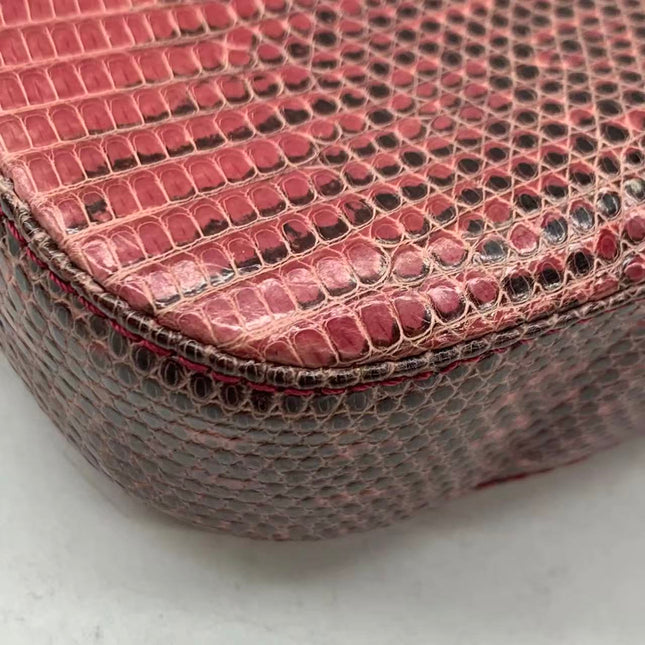 Fendi Baguette Purple Lizard Skin Leather Handbag