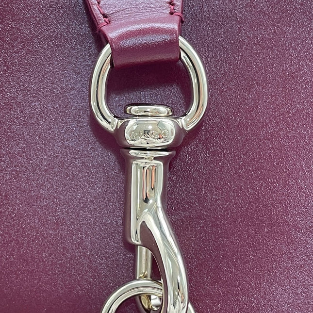 Sold Gucci Jackie 1961 Small Ancora Red Burgundy Leather Shoulder Bag Clasp S24 No Strap