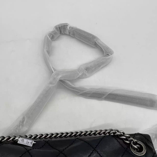 Chanel 2013 Paris-Edinburgh Large Black Flap Calfskin Leather Shoulder Bag