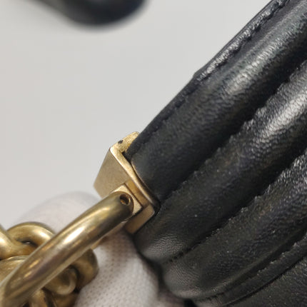 Chanel Le Boy Bag Small Camellia Black Lambskin Leather Gold Hardware