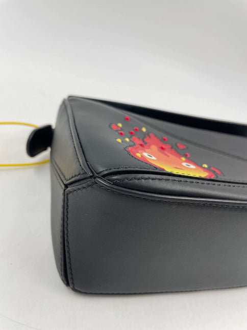 Sold Loewe x Howl's Moving Castle Studio Ghibli Collection Puzzle Calcifer Mini Black Crossbody Bag