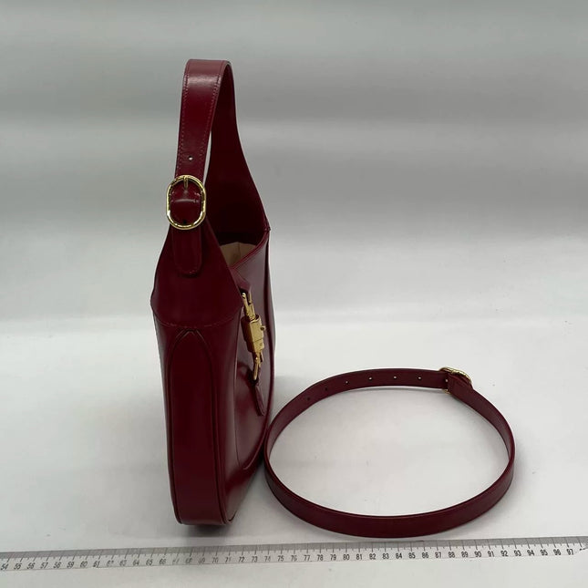 Sold Gucci Jackie 1961 Burgundy Red Leather Bag Small with Adjustable Strap