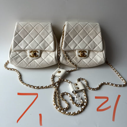 Chanel White Quilted Lambskin Double Side Pack Bags Aged Gold Hardware 2019