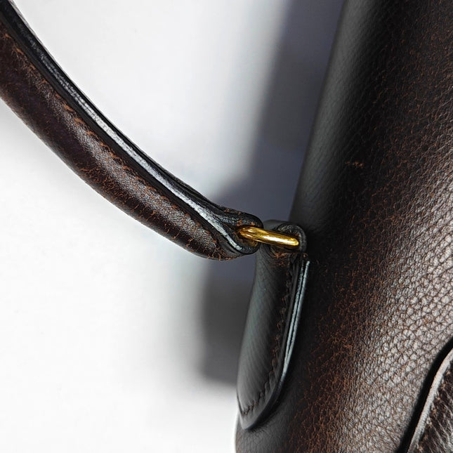 Hermes Kelly 28 Vintage Sellier Dark Brown Epsom Leather Gold Hardware 1990