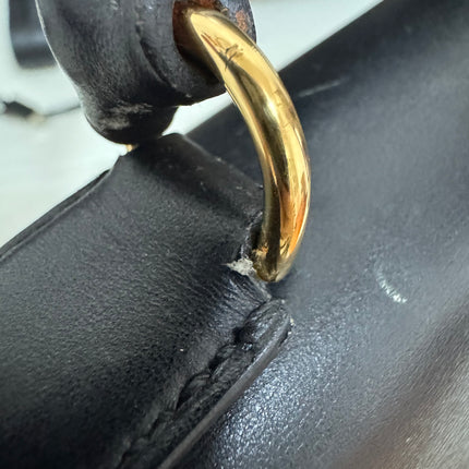 Hermès Kelly 32 Sellier Black Box Leather Gold Hardware with Strap