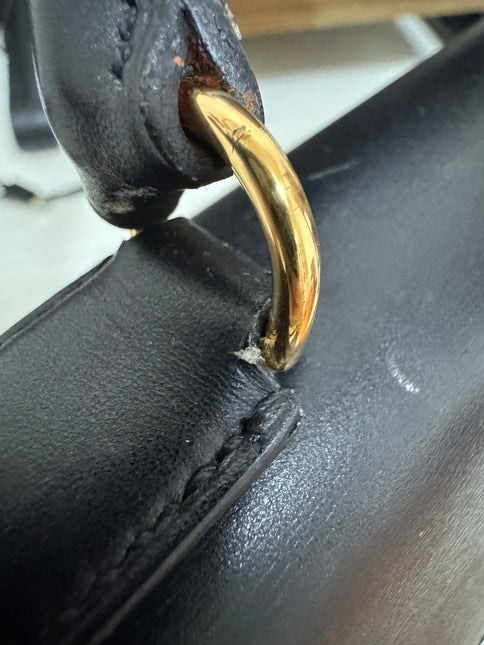 Hermès Kelly 32 Sellier Black Box Leather Gold Hardware with Strap