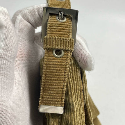 FENDI Baguette Vintage Corduroy Beige Brown Shoulder Bag