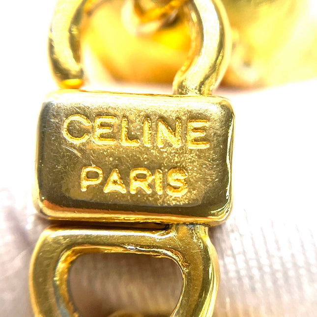 Celine 1990s Gold-tone Triomphe Planet Link Charm Bracelet