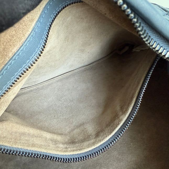 Bottega Veneta Veneta Ash Blue Navy Intrecciato Leather Bag 40cm