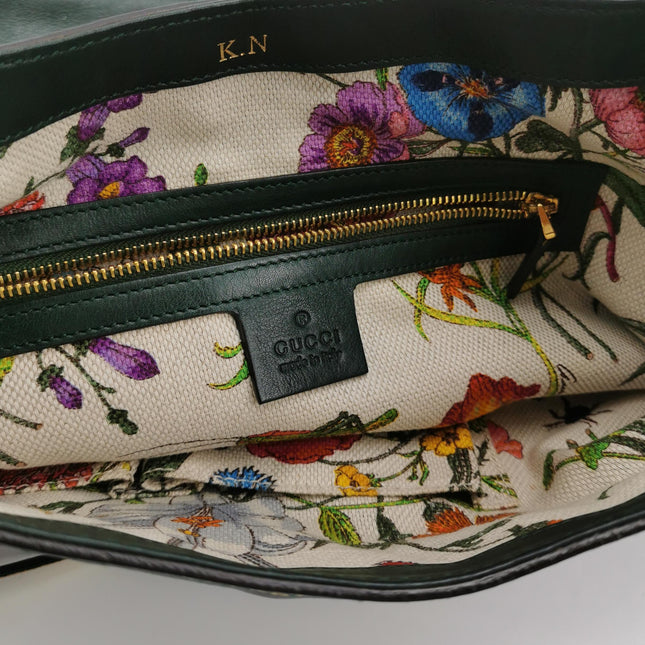 Gucci Jackie Soft Medium Green Leather Shoulder Bag With Strap