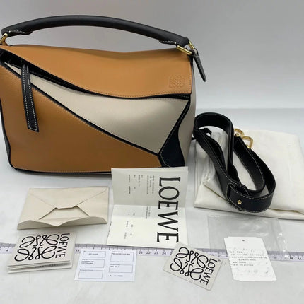 Loewe Puzzle Medium Tricolor Black Yellow Calfskin leather bag