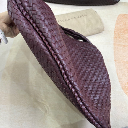 Bottega Veneta Veneta Hobo Burgundy Wine Intreciatto Leather Bag Large 48cm