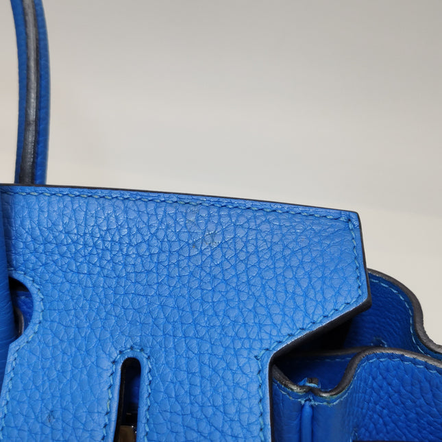 Hermes Birkin 30 Bleu Hydra T7 Togo Calfskin Leather Silver-tone Palladium Hardware 2012