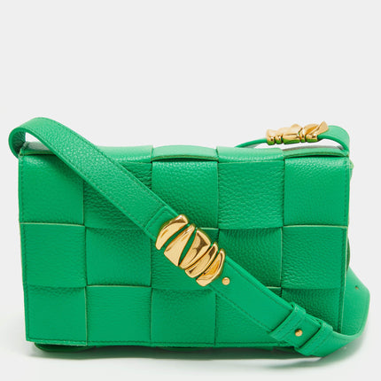 Bottega Veneta Cassette Parakeet Green Leather Crossbody Bag-Luxbags