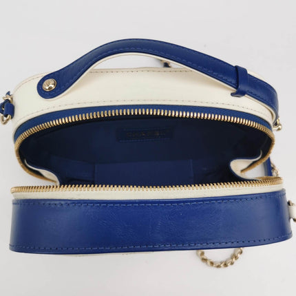 Sold Chanel White and Blue Small Crumpled Calfskin Vanity Case Crossbody Bag