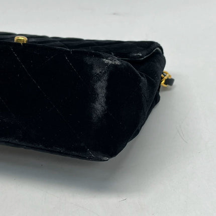 Chanel Classic Flap Mini Square Vintage Black Velvet 24k Gold Hardware 1991-94