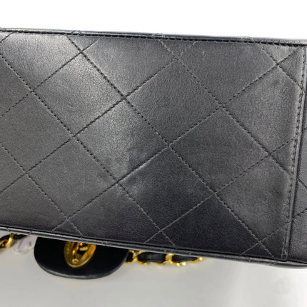 Chanel 1996 Vintage Classic Maxi Flap Black Lambskin Leather Giant CC 24 Gold Hardware