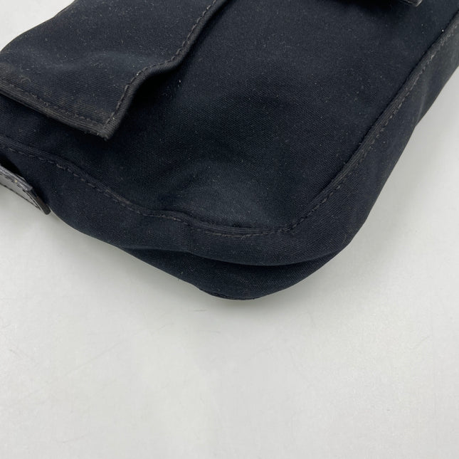 FENDI Baguette Vintage Black Cloth Silver Hardware