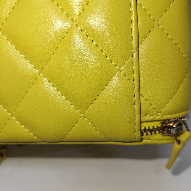 Sold Chanel Vanity Case Mini Lambskin Leather Yellow Gold Ball Adjustable Strap, Chip