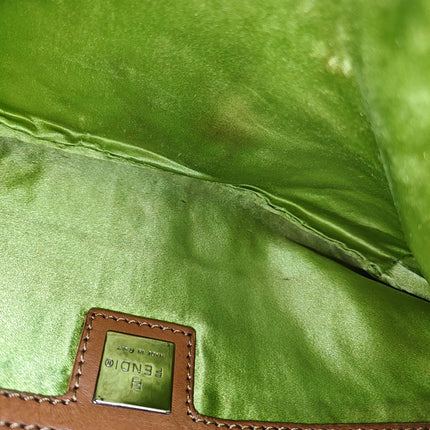 Fendi Baguette Raffia Straw Green Shoulder Bag