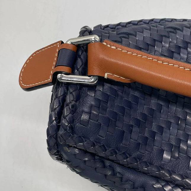 Loewe Braided Puzzle Small Woven Navy Leather Crossbody Bag